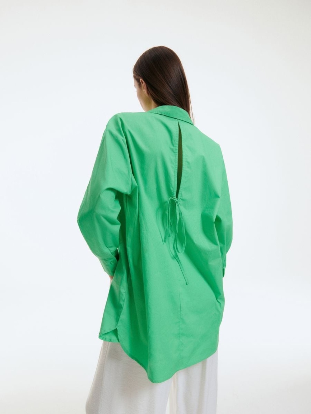 Reserved Cotton Button-Up Tunic Shirt